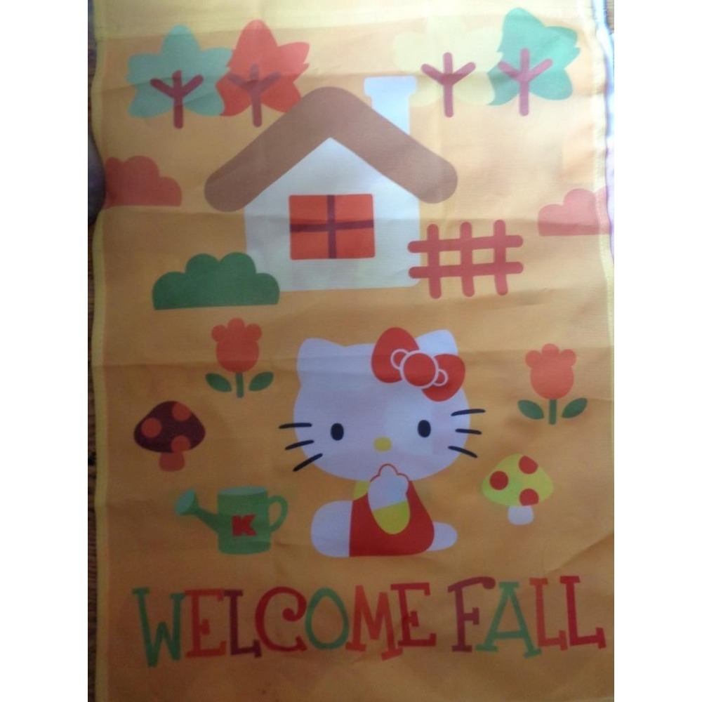 Hello Kitty Welcome Fall Small Garden Flag 12.5 x 18"